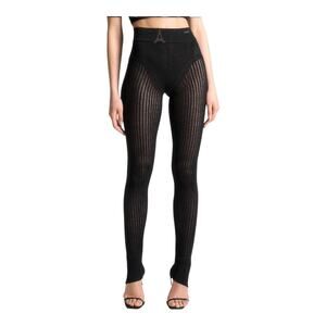 Maniere De Voir Knitted High Waisted Leggings Black Size L New